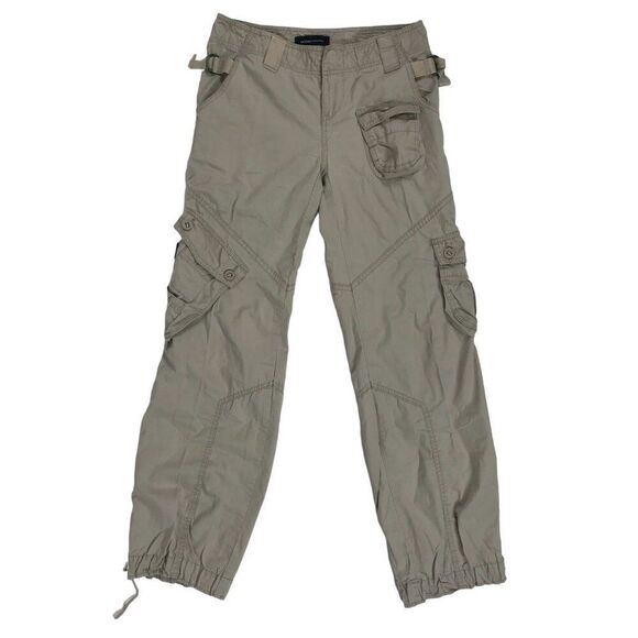Vintage Y2K Grunge Khaki Gorpcore Low Rise Granola Girl Baggy Cargo Pants / 0 - Picture 5 of 7